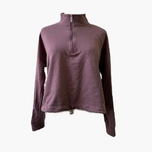 Calvin Klein Cropped 1/4 Zip Pullover Sweatshirt Java Purple